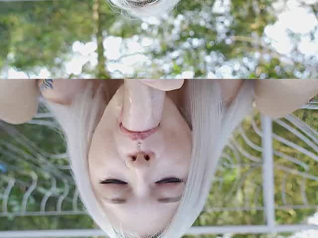 POV. Oral pleasure. white slut likes to suck a large rod deeply.