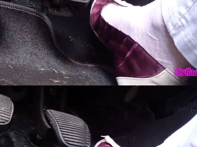 Nyllady Driving in Flats and Changes Her Hosed Feet in Sandals