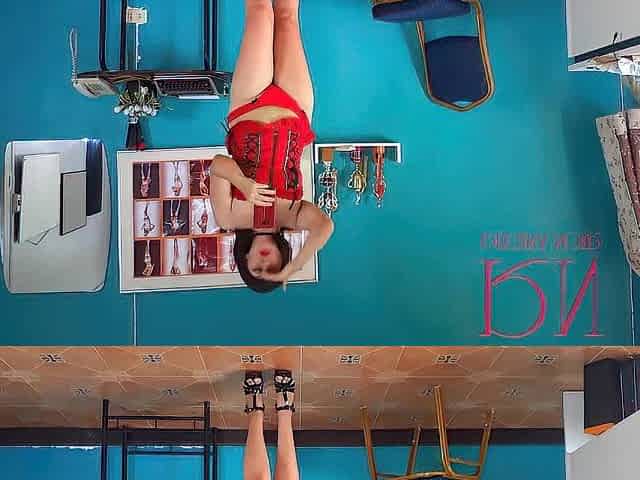 Bare secretary in the office. Red corset and pants. Striptease in the office. nineteen min MOVIE