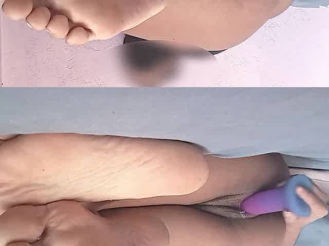 screwing my constricted creamy cunt - feet closeup