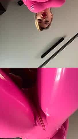 Latex slut solo anal masturbation