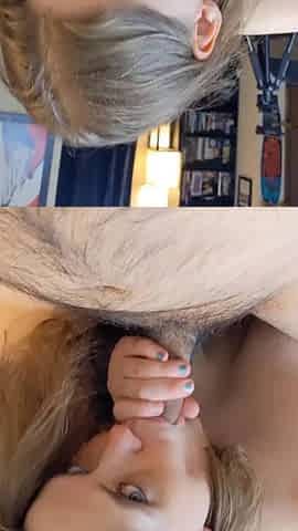 Blowjob and cumshot on leather ass