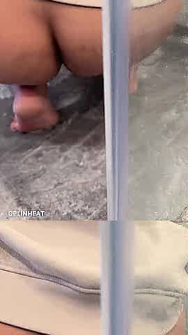 Cleaning the Baths Floor with Her Wet Hoodie, On Her Knees