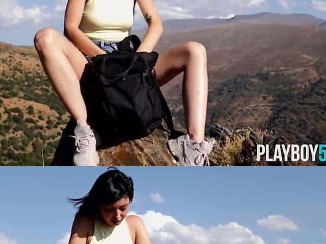 Petite body latin teen playgirl exposes her nude body fully outdoor