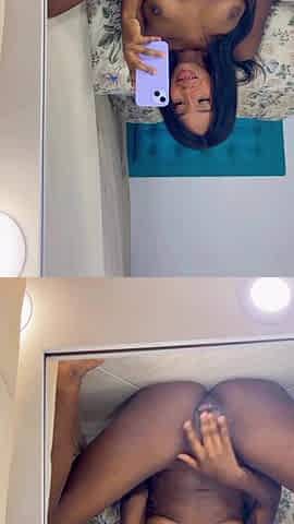Streamer touches herself in the mirror and leaves anything very moist