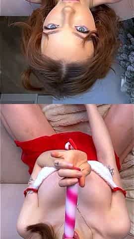 Red outfit and candy cane vibrator