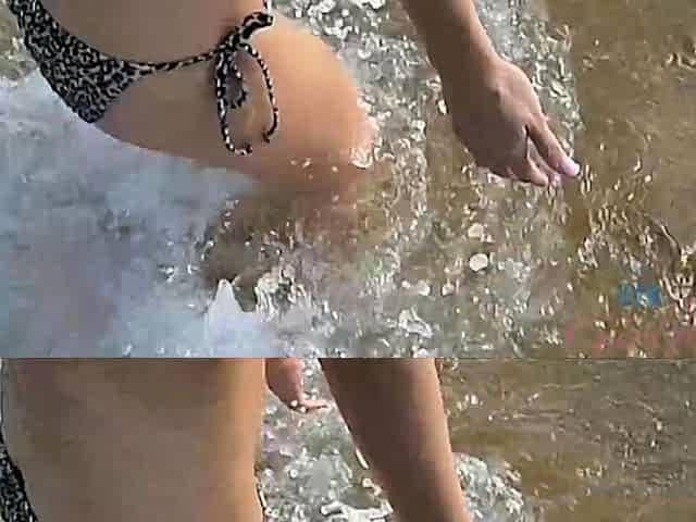Gorgeous bikini blonde outdoor quickie