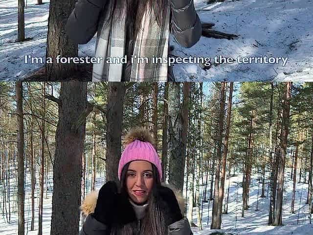 A beauty got lost in the forest and met a forester, thanking him with sex - Creampie