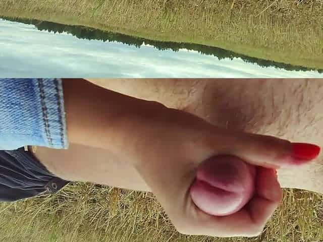 Pretty public urethral plug in field - real sounding outdoor cum 4K