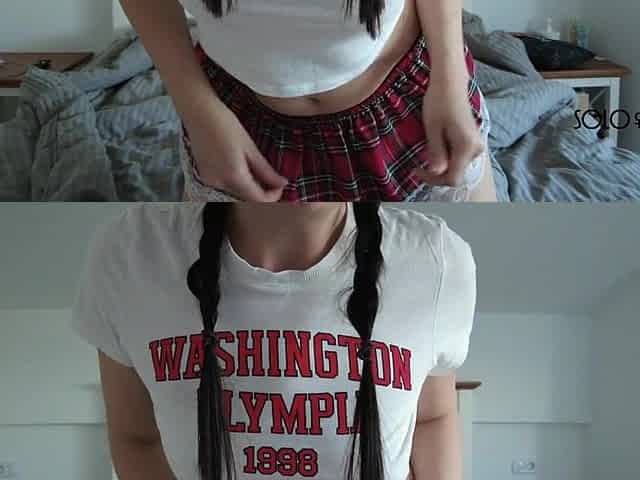 Innocent schoolgirl masturbates to orgasm