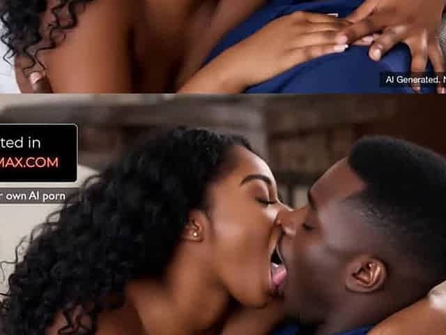 BBW Ebony Sucks Big Black Cock Then Rides Him Hard on Living Room Sofa - AI Generated