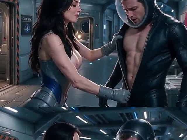 Starship Blue-Eyed Gal Railed by Pilot & Grey-Bearded Captain Until Warriors Storm the shower [AI]