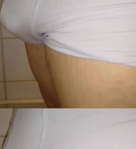 Uncircumcised grower not shower pissing in the shower, close up, uncut petite penis urinating