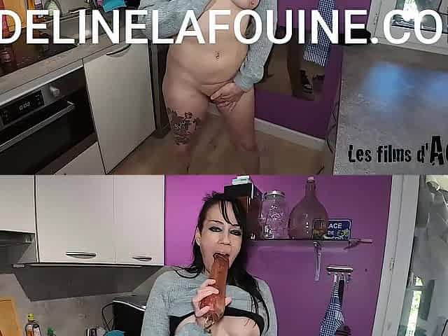 Adeline Lafouine ANAL FISTING in her kitchen