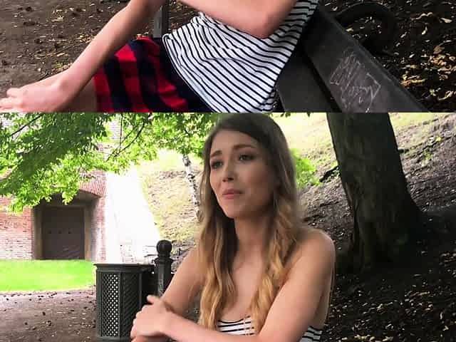 Busty amateur blonde banged in public outdoor