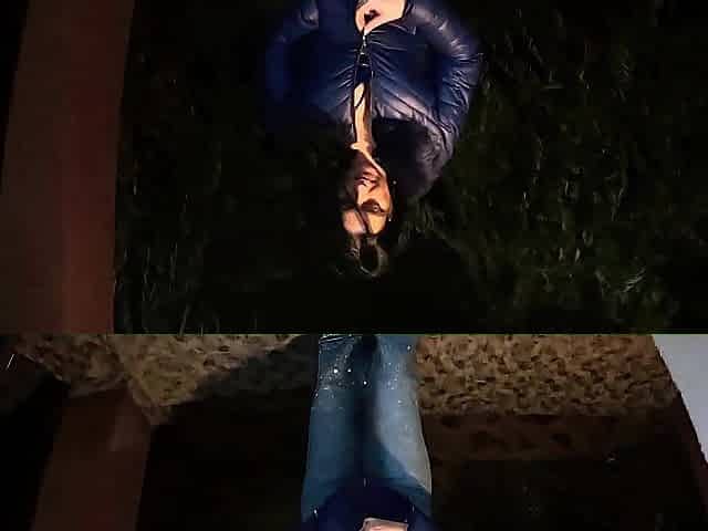 Rainy Night Tease Blue Downjacket Deepthroat Oral pleasure Double Cum