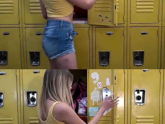 Blonde college teen girl stripshow amazing body