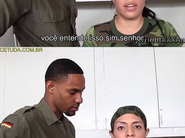 Anal with the ebony Sergeant - Subtitled