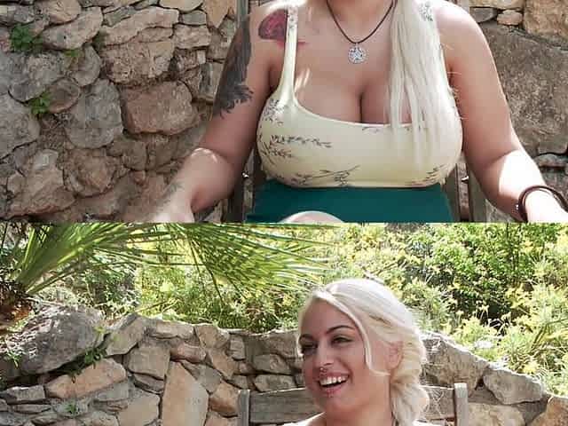 Busty Blonde Candela X Submits in Biker Bar