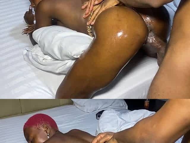 Sweet Ebony Petite Takes Big Cock Doggy