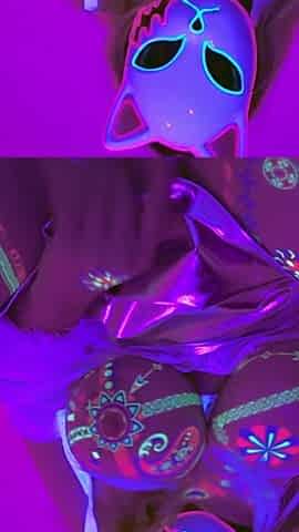 Neon Glow Massive Tits Masked Hottie Goes Wild Solo Masturbating with Anime Moans - Lilykoti