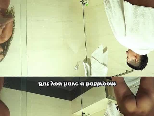 Brunette hair with a large butt comes without the baths and her built stepson ends up banging her.