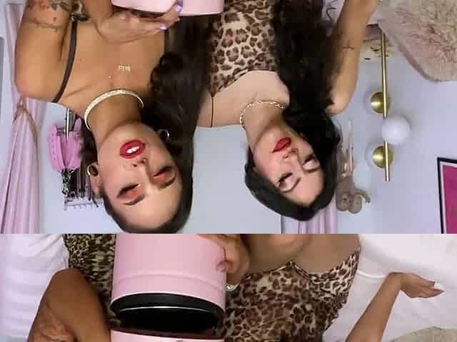 Brunette webcam babe plays boobs