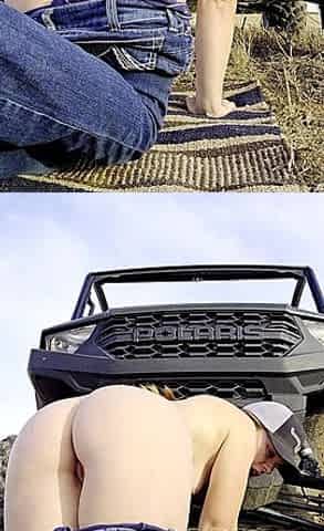 Redhead Fucks Ass and Pussy Outside on Farm