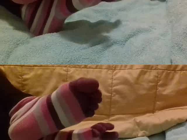 Playing with my feet and soles and taking off my toe socks with my toes
