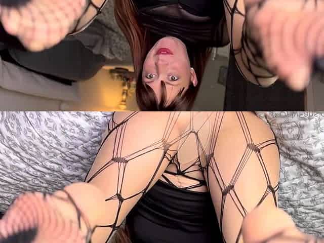 Redhead fishnet pantyhose fetish JOI jerk off instructions