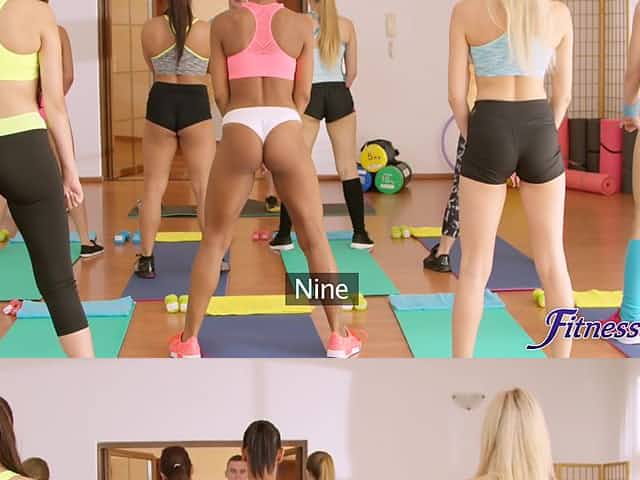 Hot ass stars get fucked by one dude after a nice yoga session