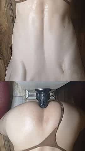 Oiled Tiny Femboy Screws Sextoy Doggy Until Climax