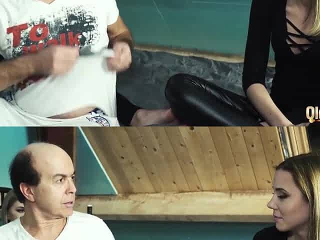 two youthful beauties suck grandad's wang and have super sexy sex