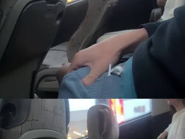 Public Knob Flashing - Risky Tugjob in Public Bus Full of People Cum by Hand