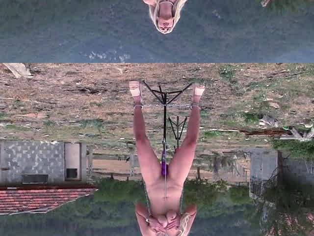 A Chained Slave Gets His Master's Ass and Pussy Fucked