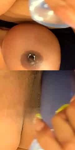 Stacked brunette goes solo toys and masturbation