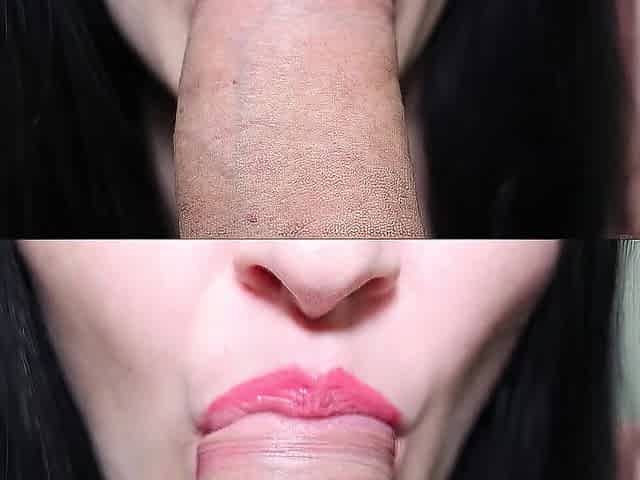 Her ideal lips give me fun. Close-up oral sex.