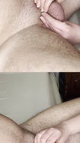 Side view: Hawt golden-haired large tit mother I'd like to fuck tugjob