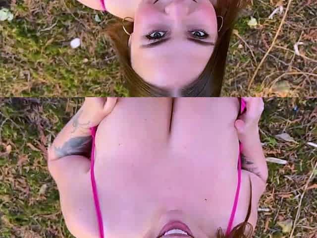 Horny busty blonde babe with big boobs