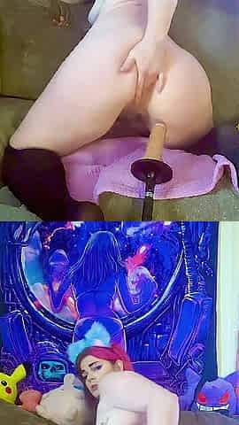 Lewd Fox Takes Bang Machine in Constricted Booty
