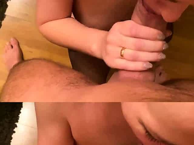HotWife gets FACIALIZED by stranger while her husband waits