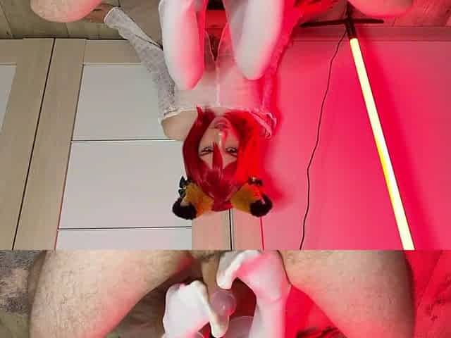 Cosplay cutie, foot fetish in nylons