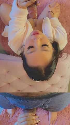 Sucking His Balls and Cock Extra Sloppy After Work POV Blowjob Cumshot in Mouth Facial