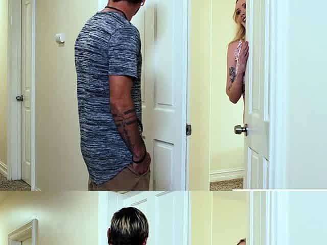 Naked girl drags her married neighbor inside for a wild fuck