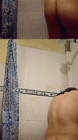 Cute femboy showing off his curves during the time that taking a soapy bathroom