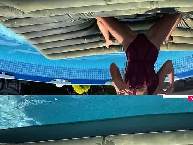 Red Lingerie Leads to Hardcore Anal by the Pool