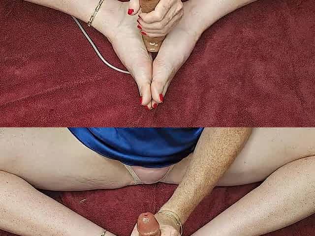 Sissy sings to u, tugjob and footjob