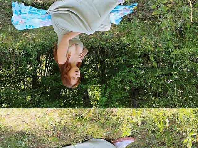 Redhead teen Nika P almost caught during outdoor solo masturbation