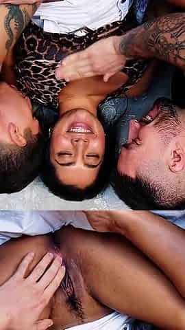 Wild Threesome with Yasminakhan Ends with Her Pussy Full of Cum