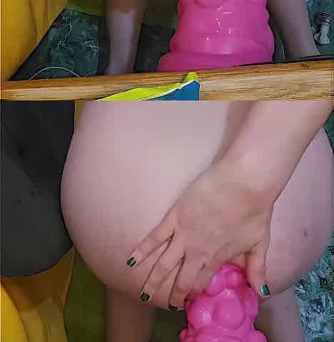 Teagan T taking her thickest vibrator, the bumpy prince albert